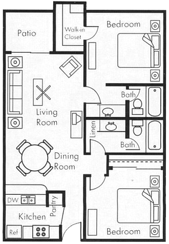 Biltmore on the Lake in Phoenix, Arizona 2x2 A Floor Plan